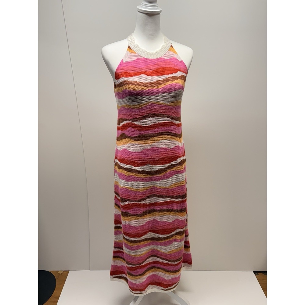 Loft Pink Size MP Knit Stripe‎ Bodycon Maxi Sleeveless Dress